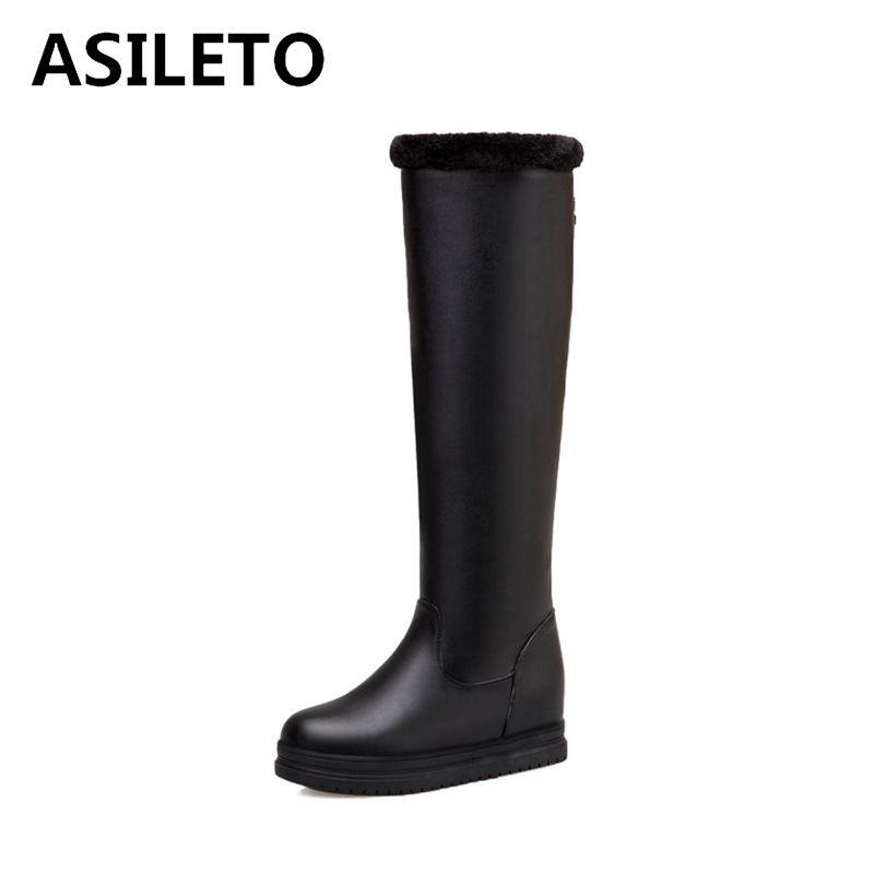 ASILETO Round Toe Flat Zipper Warm Solid Wool Sock Short Plush Knee High Faux Leather Snow Boots Black White Pink Size 34-43
ASILETO Round Toe Flat Zipper Warm Solid Wool Sock Short Plush Knee High Faux Leather Snow Boots Black White Pink Size 34-43