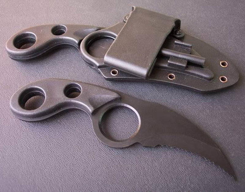 High Quality Karambit 440C Black Serrated Blade Full Tang ABS Plastic Handle Fixed Blades Claw Knives Tactical Knife With Kydex