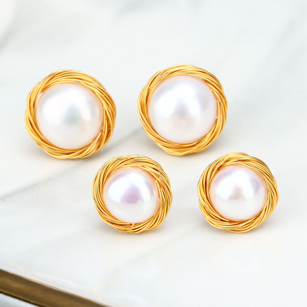 S925 Sterling Needle Pearl Stud Earrings New Style Fashion Women 18k Gold Plated Earrings Jewelry Wholesale