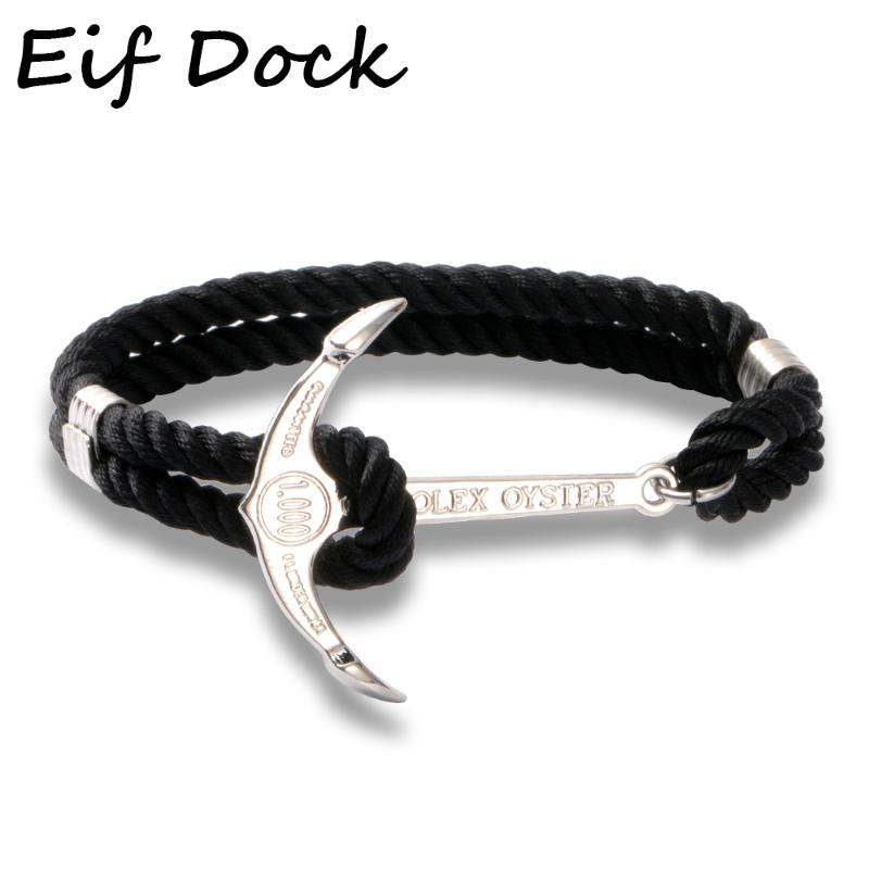 Eif Dock Silver Color Stainless Steel Men Large Size Anchor Weave Leather Bracelets Black Rope Male Wrap Metal Sport
Eif Dock Silver Color Stainless Steel Men Large Size Anchor Weave Leather Bracelets Black Rope Male Wrap Metal Sport