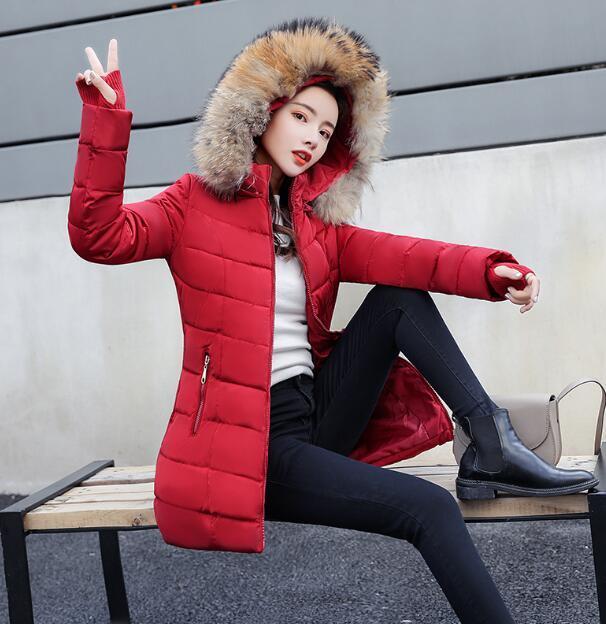 S3XL Women's down jacket Casual Cotton women's winter jacket Hoodie Long Parkas women Fur Collar Warm female jacket Coat T200116