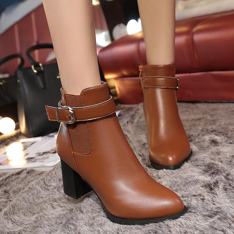 Plus Size Women's Shoes 2020 Autumn and Winter New Ladies Thick Heel High Heel Women's Shoes Belt Buckle Low Boots Boots, Brown
Plus Size Women's Shoes 2020 Autumn and Winter New Ladies Thick Heel High Heel Women's Shoes Belt Buckle Low Boots Boots, Brown