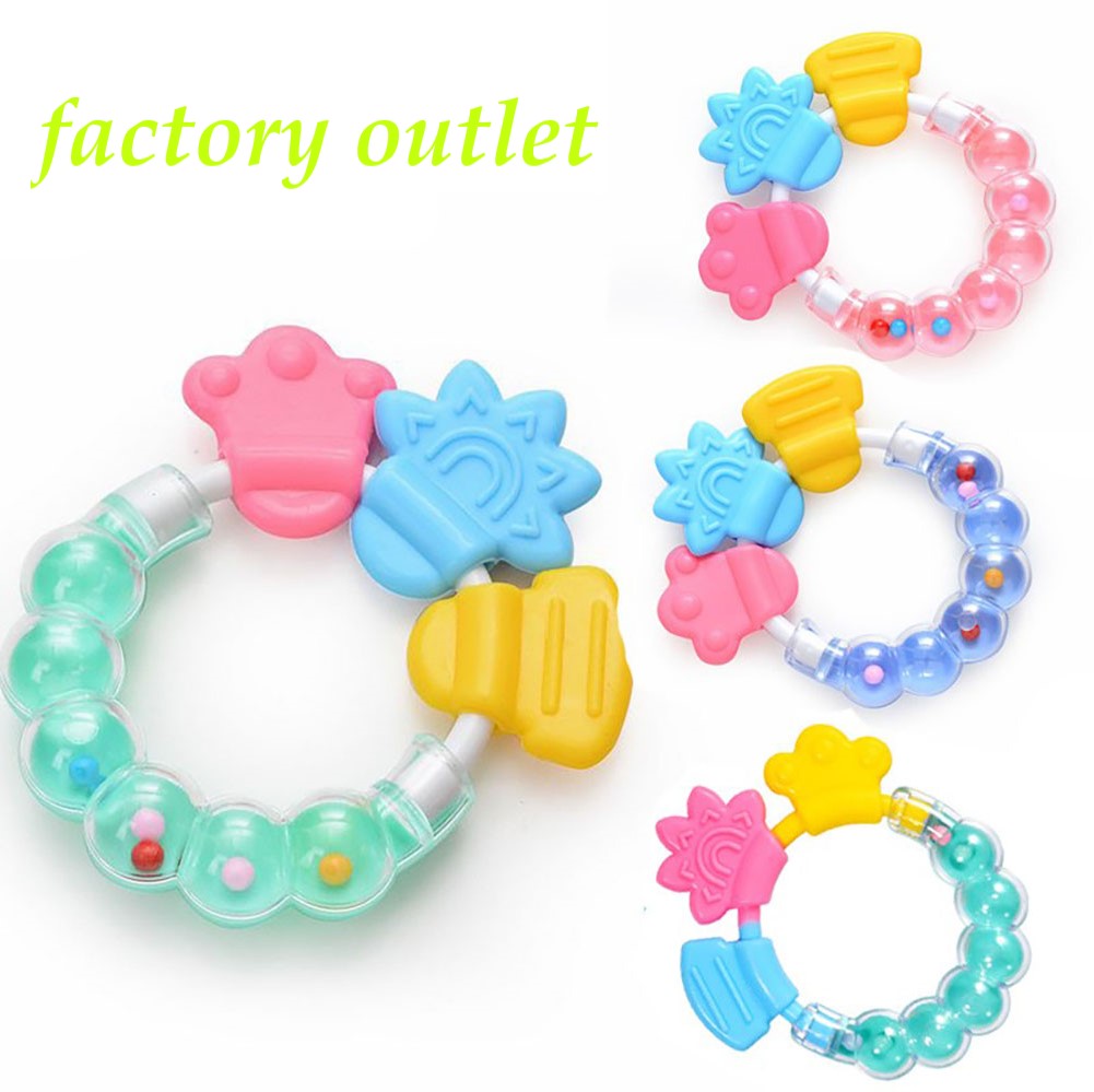 Glue Biting Toys Bell Pacifiers Rattle Teether Stick Cute Silicone Teething Bite Molar Rod Infant Baby toy