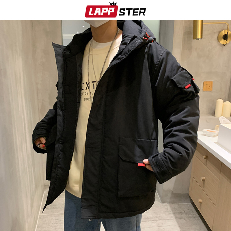 LAPPSTER Men Streetwear Winter Jacket Black Mens Harajuku Overcoat Cargo Jackets Parka Korean Casual Autumn Coats Plus Size 201023