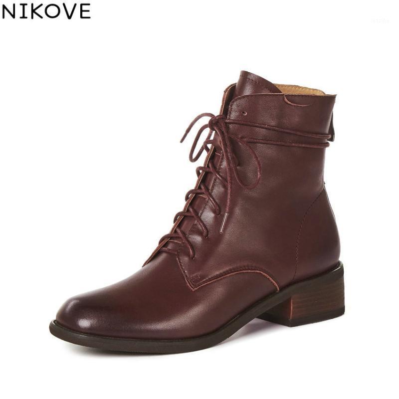 NIKOVE 2021 Ankle Boots Autumn Winter Quality Cow Leather Lace Up Women Shoes Square Heel Round Toe Casual Short Boots Size34-421, Black
NIKOVE 2021 Ankle Boots Autumn Winter Quality Cow Leather Lace Up Women Shoes Square Heel Round Toe Casual Short Boots Size34-421, Black