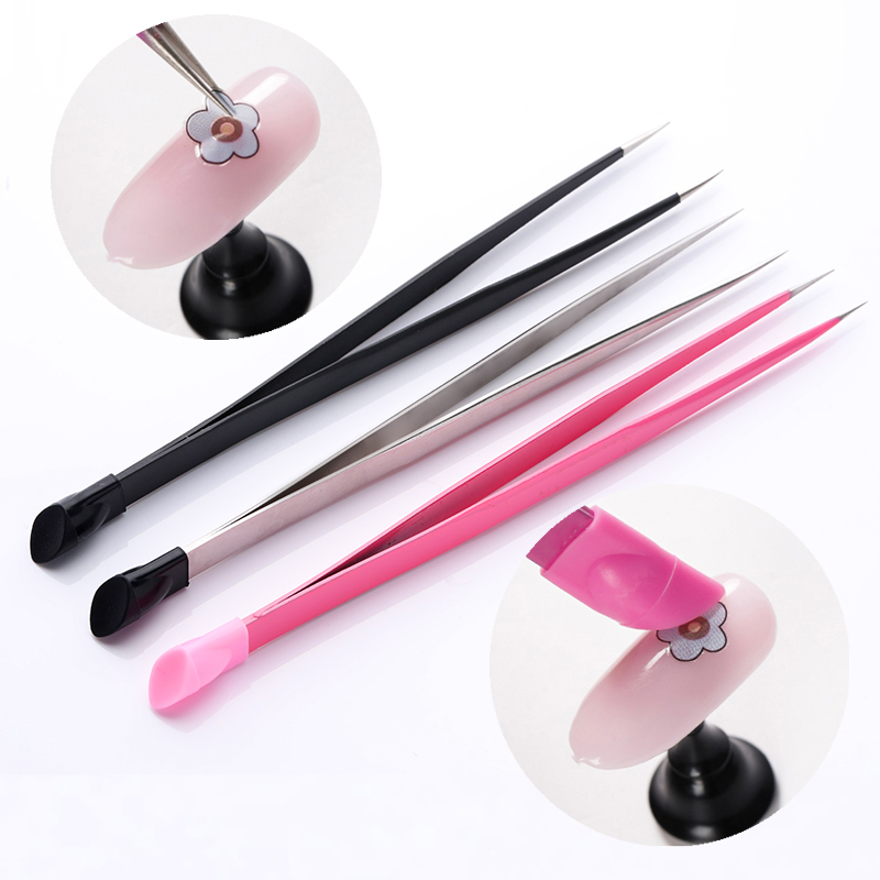 1pc 2 Heads Straight Nail Tweezers with Silicone Pressing Head for 3D Sticker Rhinestones Water Sticker Picker Metal Nails Tools
1pc 2 Heads Straight Nail Tweezers with Silicone Pressing Head for 3D Sticker Rhinestones Water Sticker Picker Metal Nails Tools