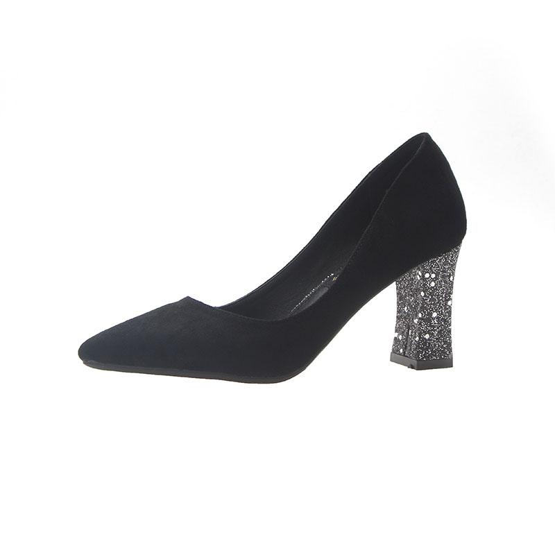 Single shoes women 2020 new summer Korean version of the wild pointed pointed shallow-heeled high-heeled women's shoes, Black
Single shoes women 2020 new summer Korean version of the wild pointed pointed shallow-heeled high-heeled women's shoes, Black