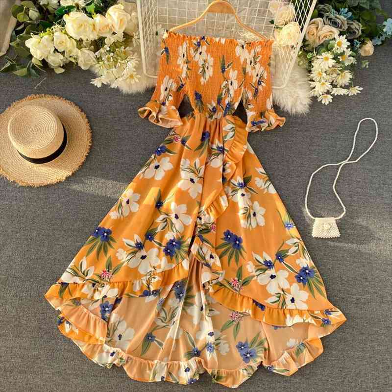boho vintage ruffles floral print split off shoulder dress summer maxi long party women irregular beach holiday dress, Black;gray
boho vintage ruffles floral print split off shoulder dress summer maxi long party women irregular beach holiday dress, Black;gray