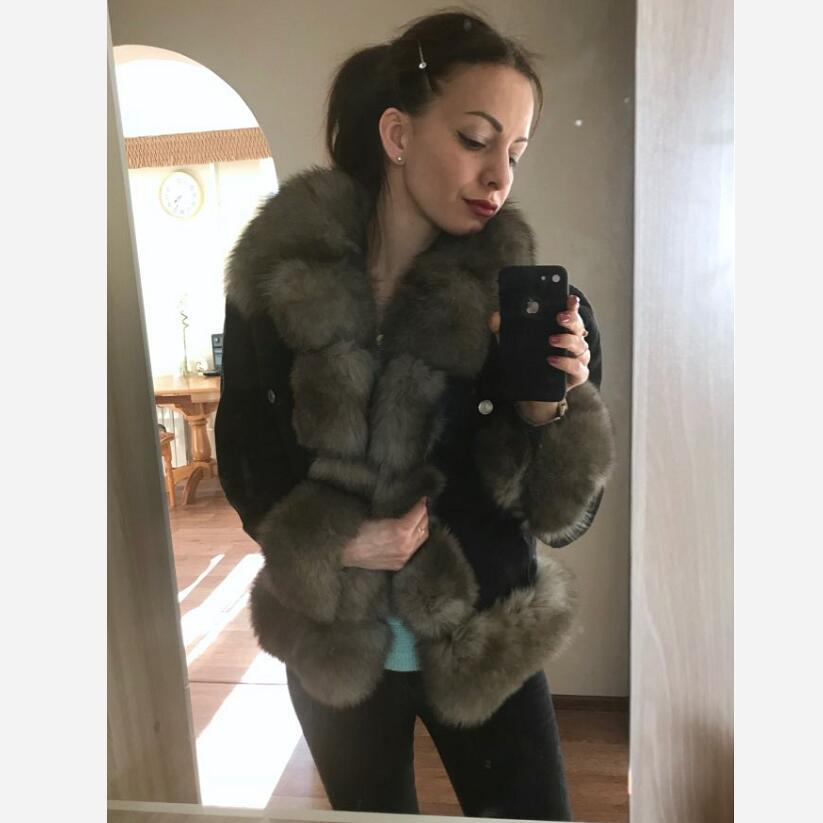Women's New Natural Fur Denim Jacket Parker Clothing Rabbit Fur Lining Real Fur Denim Jacket Warm Fashion Casual E 201016