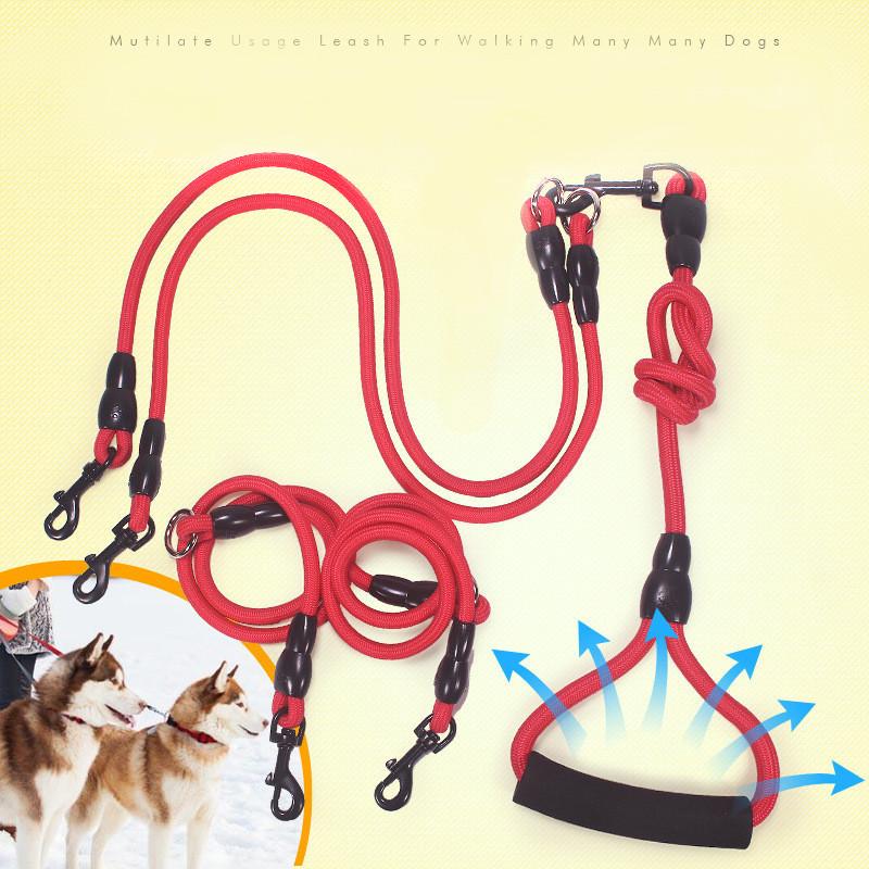 Multiple Pet Dogs Ropes Leashes Outdoor Supplies Running Jogging Harnesses Rope Walk Pets Chain Dog Puppy Traction Products