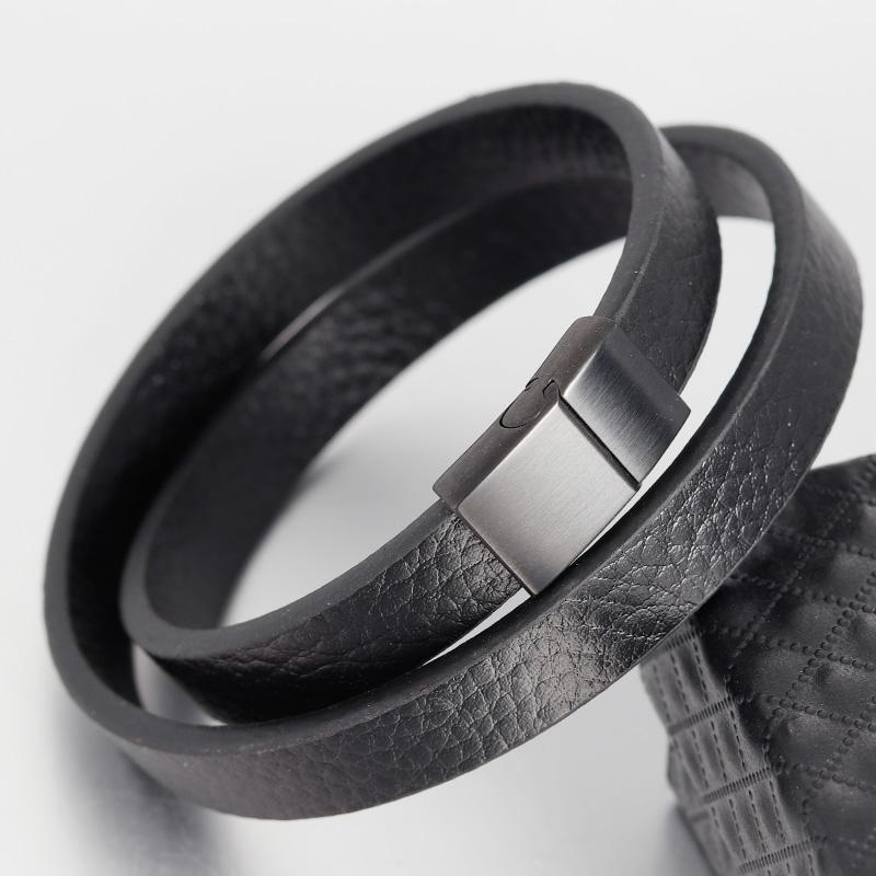 Fashion Black Leather Bracelet for Men Women Jewelry Simple Style Black Stainless Steel Magnetic Buckle Bangle
Fashion Black Leather Bracelet for Men Women Jewelry Simple Style Black Stainless Steel Magnetic Buckle Bangle