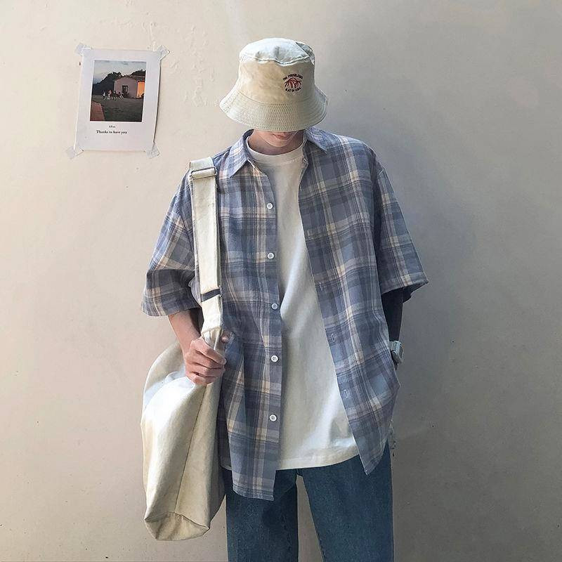Summer Plaid Shirt Casual Men Shirts 2019 New Fashion Chemise Homme Mens Checkered Shirts Short Sleeve Shirt Men Blouse For Boys, Sky blue
Summer Plaid Shirt Casual Men Shirts 2019 New Fashion Chemise Homme Mens Checkered Shirts Short Sleeve Shirt Men Blouse For Boys, Sky blue