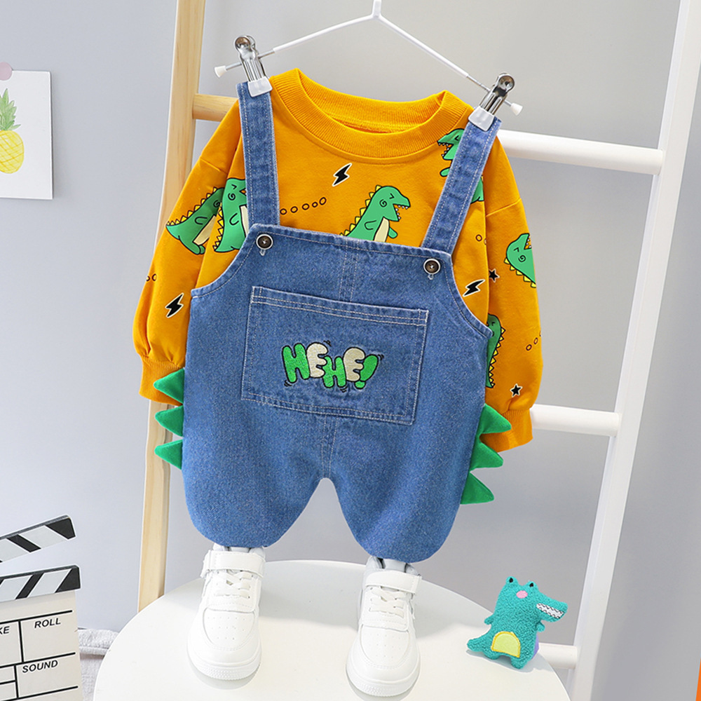 2020 Autumn New Style Children Dinosaur Suspender Strap Set Baby Set Korean-style Cute Childrenswear 1-3-Year-Old Member on BehaX1019