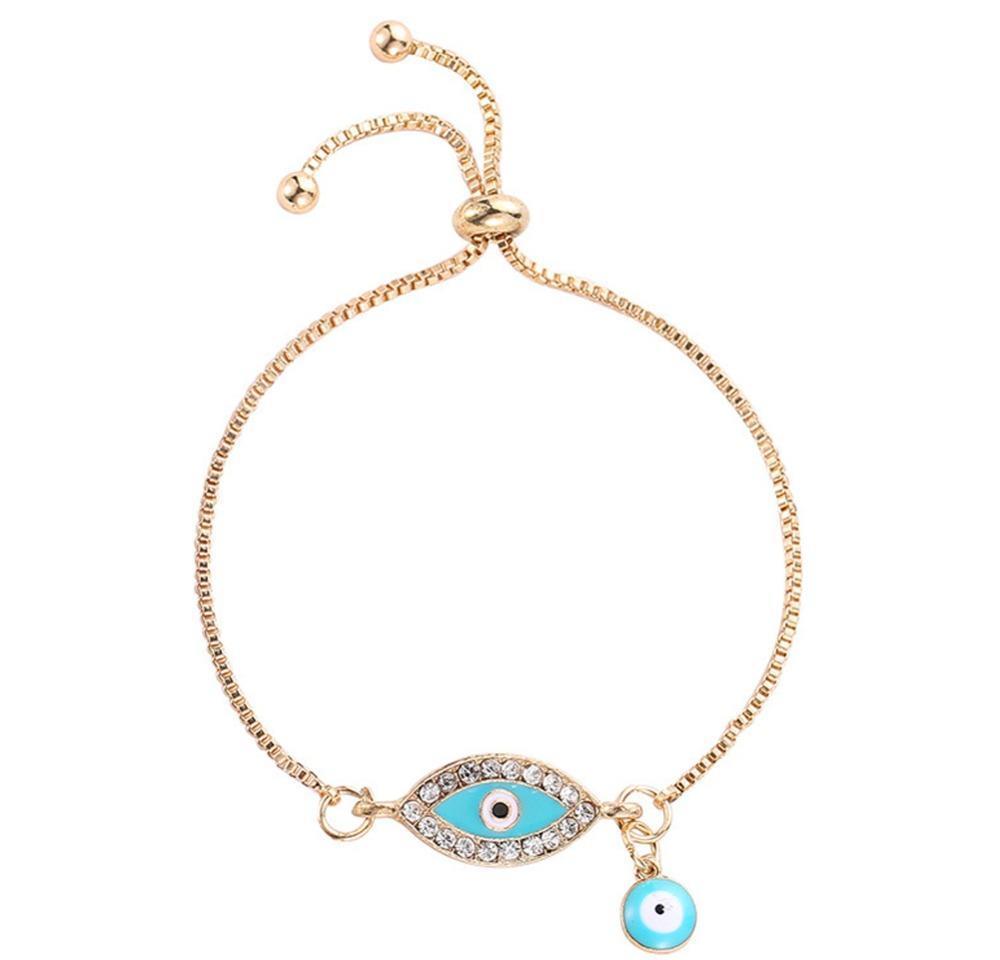 Turkish Lucky Blue Crystal Evil Eye Bracelets For Women Handmade Gold Chains Lucky Jewelry Bracelet Woma bbysUo nana shop