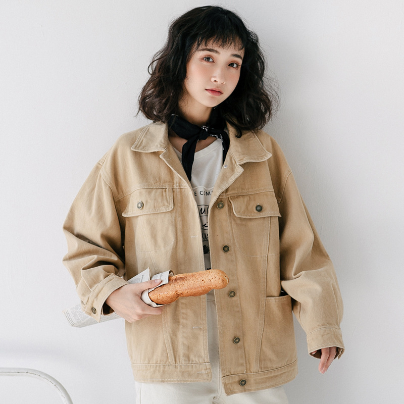 100% Cotton Denim Jacket Autumn New Korean Style Solid White Short Jeans Jacket Women Female Student Short Coat L0047 201106