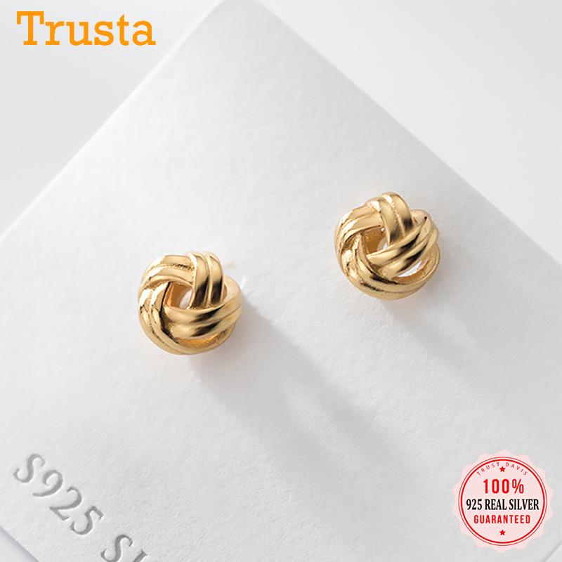 Stud Trustdavis Real 925 Sterling Silver Fashion Charm Sweet Gold Knot Earrings For Women Wedding Party Fine S925 Jewelry DA1797
Stud Trustdavis Real 925 Sterling Silver Fashion Charm Sweet Gold Knot Earrings For Women Wedding Party Fine S925 Jewelry DA1797