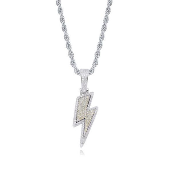 Lced Out Bling Light Pendant Necklace With Rope Chain Copper Material Cubic Zircon Men Hip Hop Jewelry locket necklaces for women