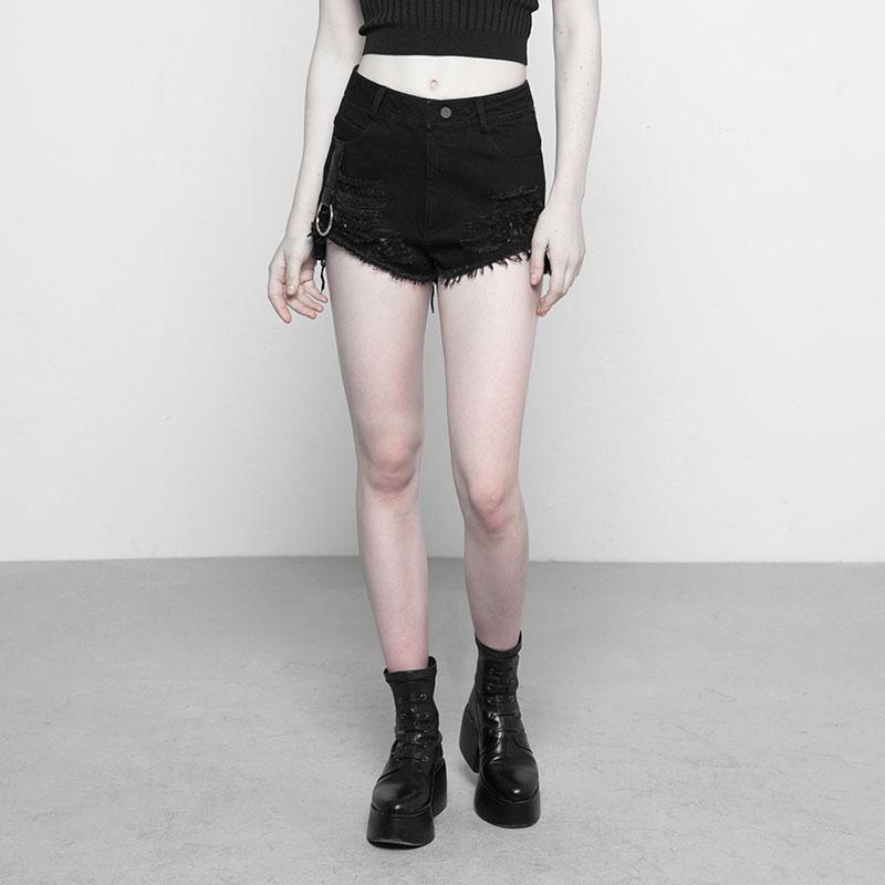 PUNKRAVE Women's Punk Metal Peach Heart Bandage Shorts Personality Handsome Self-cultivation Casual Denim Short Pants, Black
PUNKRAVE Women's Punk Metal Peach Heart Bandage Shorts Personality Handsome Self-cultivation Casual Denim Short Pants, Black