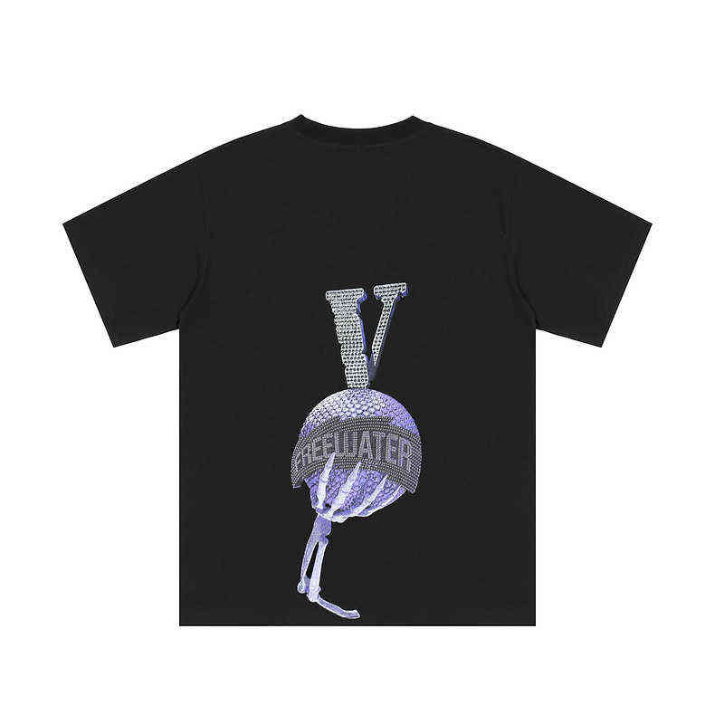 2022 Vlon Summer Hip Hop Print Short Sleeve T-shirt Ins Dark Half Sleeve Top Men's Loose Bottomed Shirt Fashion