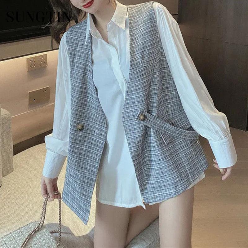 Sungtin Casual Plus Size Korean Plaid Blazer Vest Women Spring Sashes V Neck Vest Female All Match Vintage with Belt Waistcoat, Gray
Sungtin Casual Plus Size Korean Plaid Blazer Vest Women Spring Sashes V Neck Vest Female All Match Vintage with Belt Waistcoat, Gray