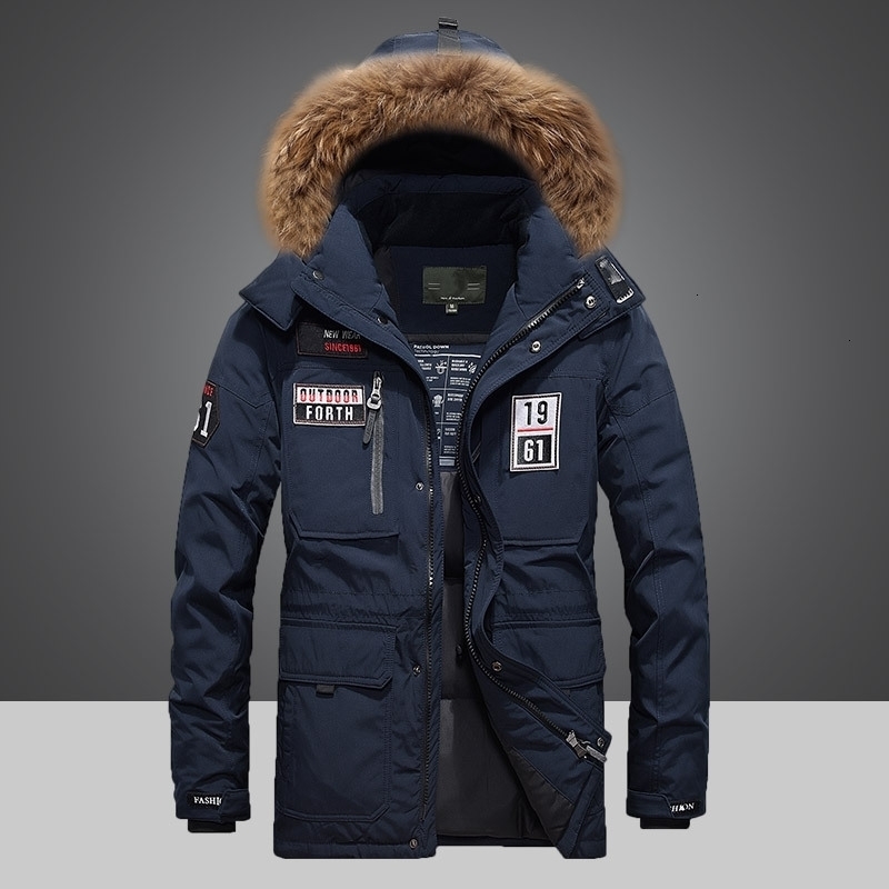 Winter Down Coat Men White Duck Down Parkas Jacket Men's Thick Warm Snow Parka Jacket Overcoat Windbreaker Hooded Warm Parkas 201103