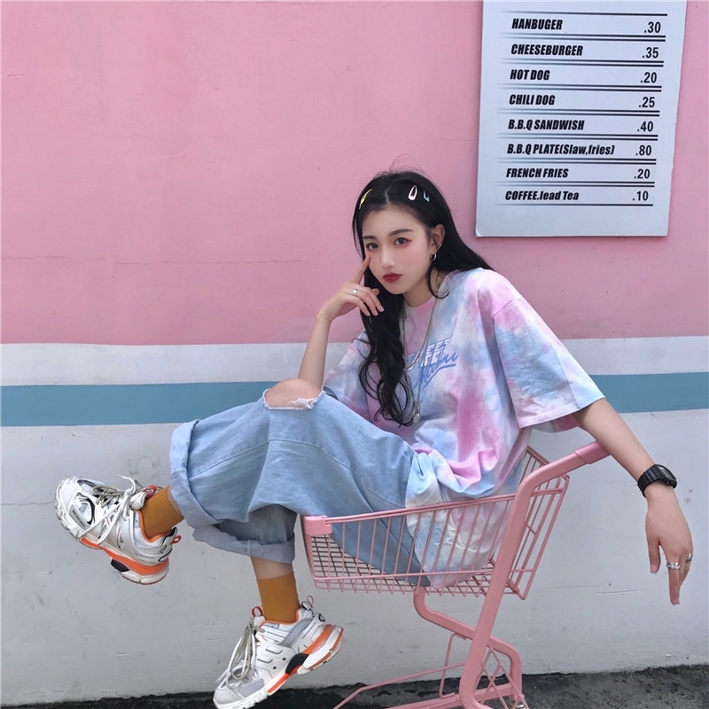 Tie Dye Gradient Large Size Loose OVERSIZE Fashion Harajuku Female Letters Tops Print Hip Hop Short Sleeve Casual Couple T-shirt Y200109
Tie Dye Gradient Large Size Loose OVERSIZE Fashion Harajuku Female Letters Tops Print Hip Hop Short Sleeve Casual Couple T-shirt Y200109