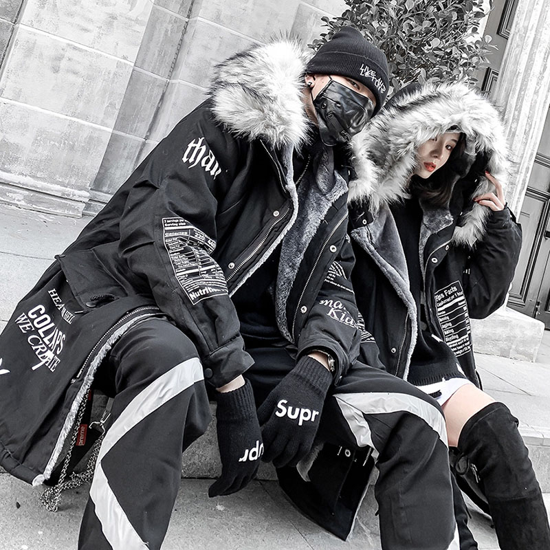 ZURICHOUSE Hip-hop Winter Coat Women Long Fur Collar Warm Parka 2020 Street Style Oversize Couple Hooded Fleece Jacket Ladies T200114