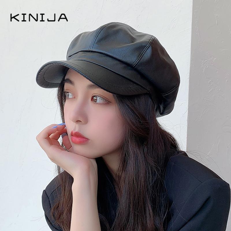 Autumn Female Solid Color Pu Leather Octagonal Hat Wild British Retro Beret French Artist Newsboy Korean Hip-hop Student Cap, Black
Autumn Female Solid Color Pu Leather Octagonal Hat Wild British Retro Beret French Artist Newsboy Korean Hip-hop Student Cap, Black