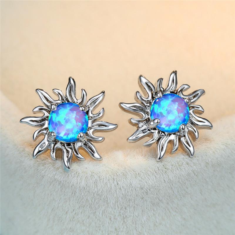 Stud Charm Female White Blue Opal Stone Jewelry Cute Silver Color Small Earrings For Women Dainty Bridal Sun Wedding
Stud Charm Female White Blue Opal Stone Jewelry Cute Silver Color Small Earrings For Women Dainty Bridal Sun Wedding