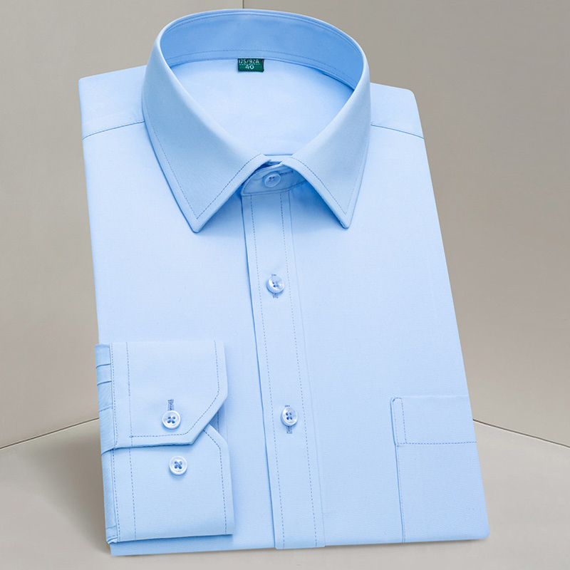 Breast Pocket White Formal Shirt Mens for Business Solid Social Dress Men Shirts Long Sleeve Work office Light Blue black pink 220309