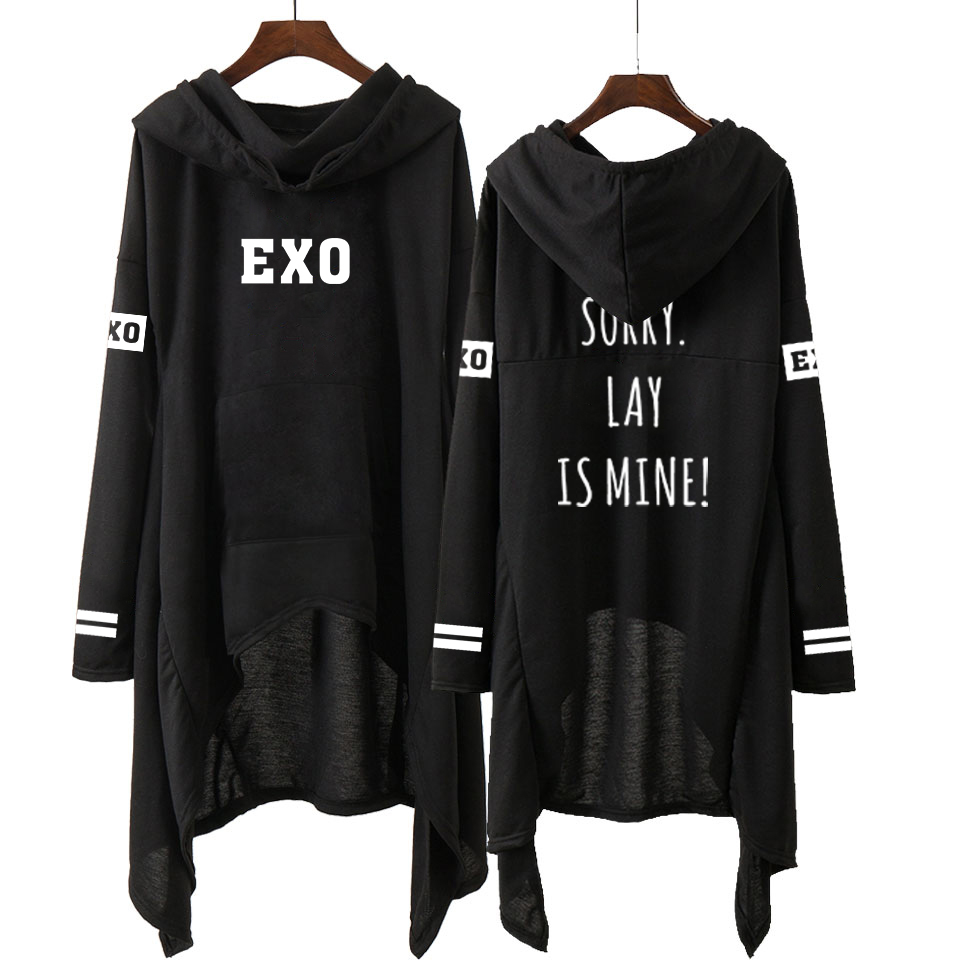 Kpop Exo New Fashion Korean Exo Do Lay Se Hun Kai Sing For You Exo Hoodies Long Skirt Women Harajuku Sweatshirts Girls Pullovers Y200930