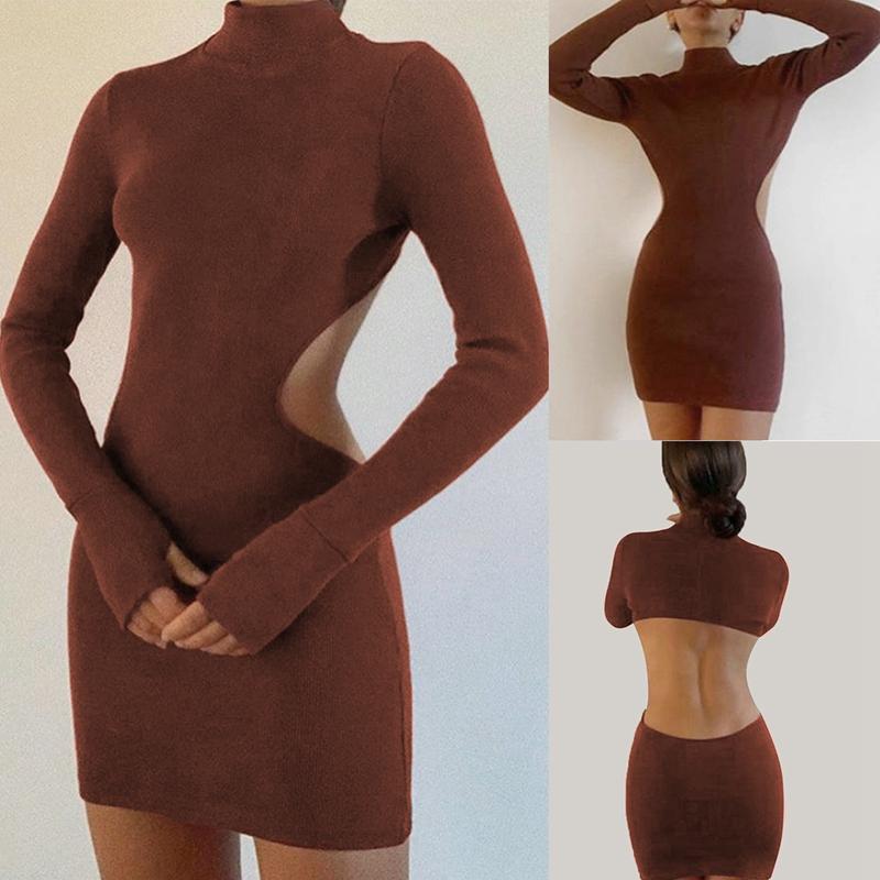 Kili Women' Fashion Sexy High Neck Halter Tight-Fitting Bag Hip Solid Color Dress Brown
Kili Women' Fashion Sexy High Neck Halter Tight-Fitting Bag Hip Solid Color Dress Brown