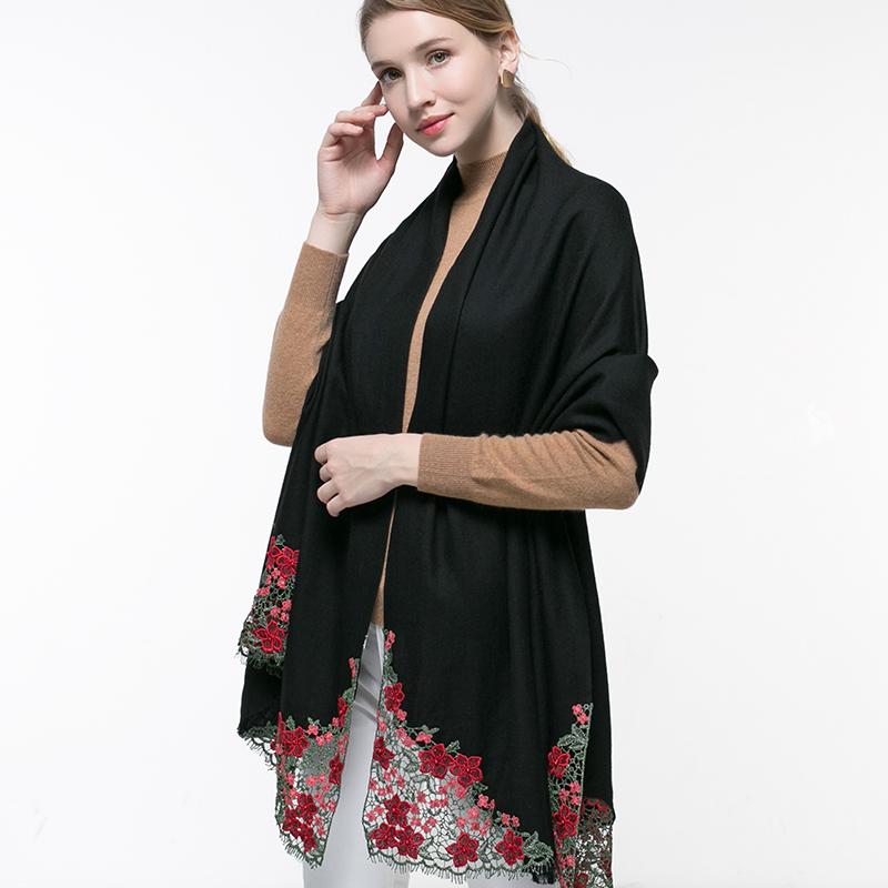 Scarves 100% Wool Scarf Women Solid Black Bride Hollow Embroidery Warm Shawls And Wrap For Ladies Bridesmaid Winter
Scarves 100% Wool Scarf Women Solid Black Bride Hollow Embroidery Warm Shawls And Wrap For Ladies Bridesmaid Winter