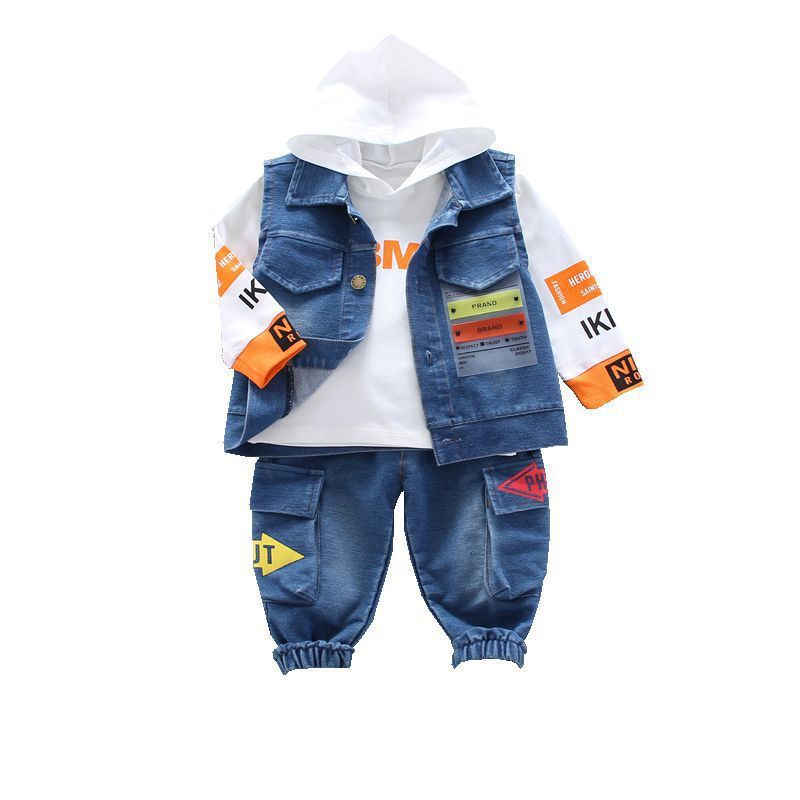 New Spring Autumn Trendy Children Clothes Baby Boy Girl Letter Vest Hoodies Pants Kids Infant Clothing Toddler Casual SportswearX1019
