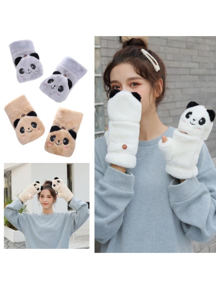 Women Winter Half Finger Gloves Fluffy Plush Cartoon Panda Flip Top Warm Mittens 634C
Women Winter Half Finger Gloves Fluffy Plush Cartoon Panda Flip Top Warm Mittens 634C