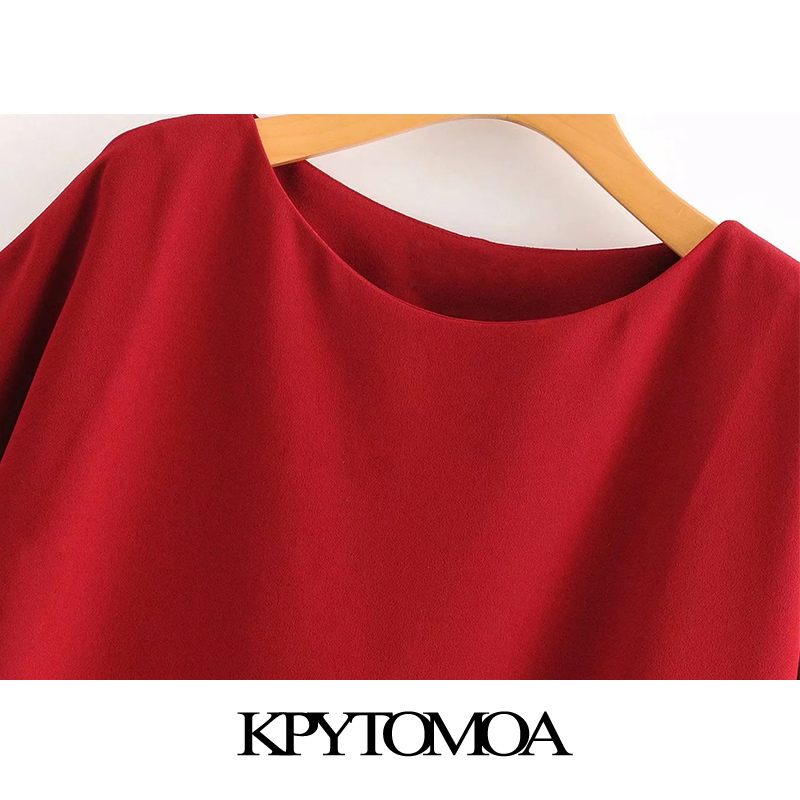 KPYTOMOA Women Fashion Office Wear Solid Mini Dress Vintage O Neck Batwing Sleeve Female Dresses Chic Vestidos Mujer T200613