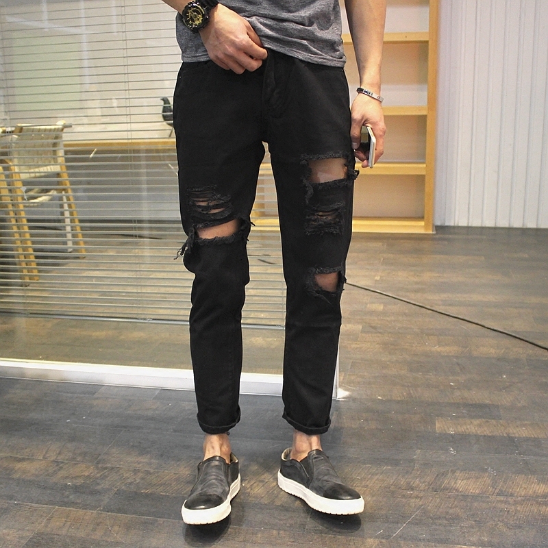 2021 New Spring Autumn Korean Version of Ripped Black Skinny Jeans Nine Minutes Male Smooth Pants CV28, 12
2021 New Spring Autumn Korean Version of Ripped Black Skinny Jeans Nine Minutes Male Smooth Pants CV28, 12
