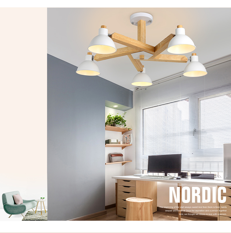 Retro Wooden LED ceiling light Korea style lamp for living room/bedroom/study room modern Lighting Fixture