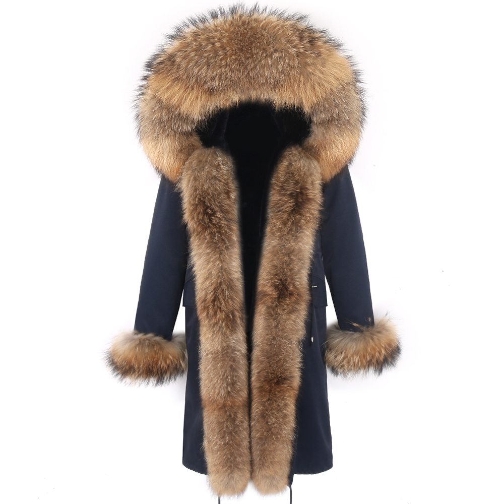 Women Winter jacket X-long waterproof parka faux fur linner Real raccoon fox fur collar hood warm streetwear for ladies new 201103