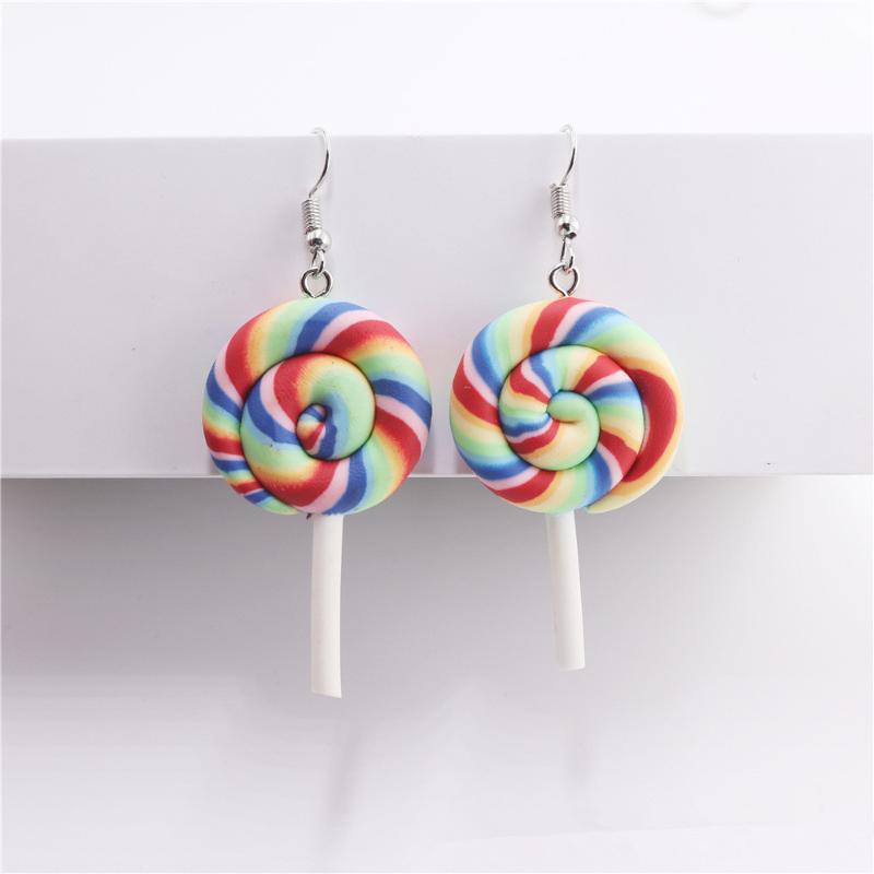New Deign Lovely Rainbow swirl Lollipop drop Earrings Trendy cute sugar sweets Jewelry colorful Cute Candy Earrings gift
New Deign Lovely Rainbow swirl Lollipop drop Earrings Trendy cute sugar sweets Jewelry colorful Cute Candy Earrings gift
