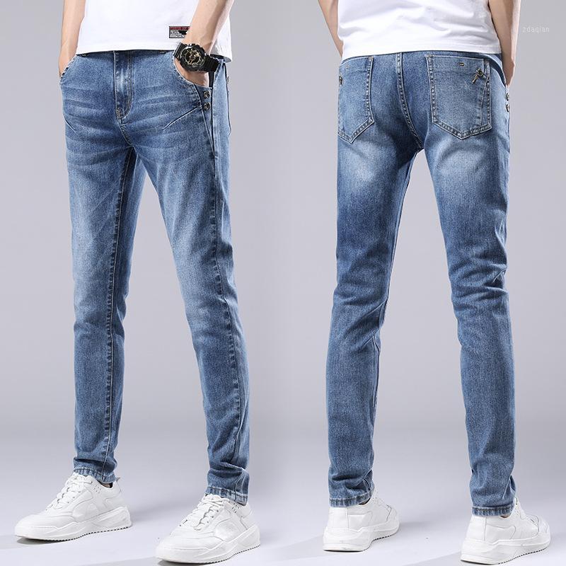 2020 Men's Autumn New Stretch Jeans Youth Casual Pants Wild Slim Button Decorations Feet Denim Trousers1, Blue
2020 Men's Autumn New Stretch Jeans Youth Casual Pants Wild Slim Button Decorations Feet Denim Trousers1, Blue