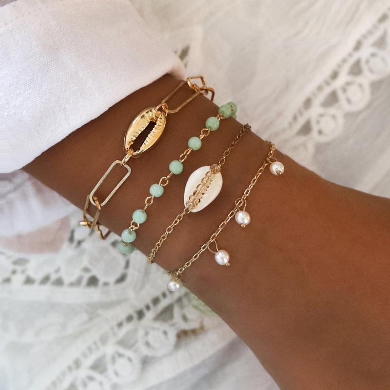 Charm Bracelets 4pcs/set Trendy Shell Chains Bracelet Set For Women Bohemia Beads Faux Pearls Bangle Girls Fashion Jewelry Gift
Charm Bracelets 4pcs/set Trendy Shell Chains Bracelet Set For Women Bohemia Beads Faux Pearls Bangle Girls Fashion Jewelry Gift