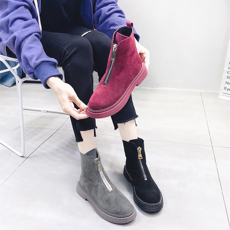 Spring Women's Shoes Vintage British Style Pig Suede Round Toe Women Flats Casual Boots Female Zip Rivet OULYYYOGO, Gray
Spring Women's Shoes Vintage British Style Pig Suede Round Toe Women Flats Casual Boots Female Zip Rivet OULYYYOGO, Gray