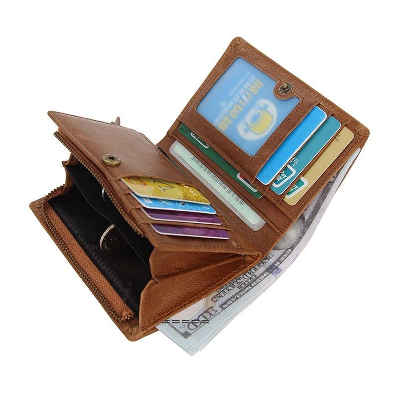 Men's Wallet Short Retro Leather Zipper Bag First Layer Cowhide Multifunctional Two-fold Wallet Women
Men's Wallet Short Retro Leather Zipper Bag First Layer Cowhide Multifunctional Two-fold Wallet Women