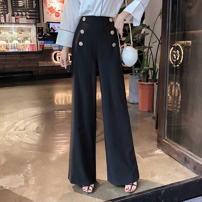 2021 Women Autumn Winter Vintage Button Suit Pants Lady Loose High Waist Wide Leg Pant Female Casual Solid Straight Trouser D260, Black
2021 Women Autumn Winter Vintage Button Suit Pants Lady Loose High Waist Wide Leg Pant Female Casual Solid Straight Trouser D260, Black