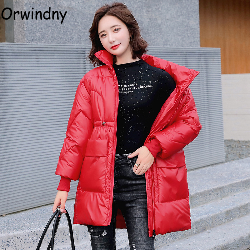 Orwindny Glossy Long Woman Winter Jackets Big Pockets Fashion Padded Clothes Ladies Snow Wear Warm Waterproof Wadded Coat Female 201019