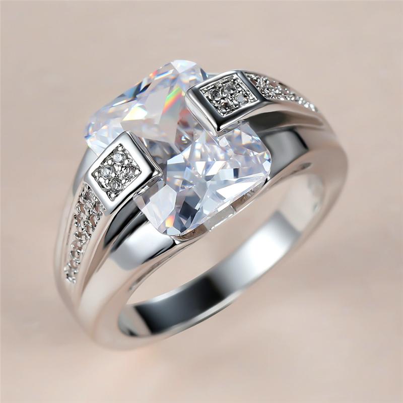 Trendy Male Female White Crystal Stone Ring Charm Silver Color Wedding Ring Classic Square Zircon Engagement Rings For Women Men
Trendy Male Female White Crystal Stone Ring Charm Silver Color Wedding Ring Classic Square Zircon Engagement Rings For Women Men