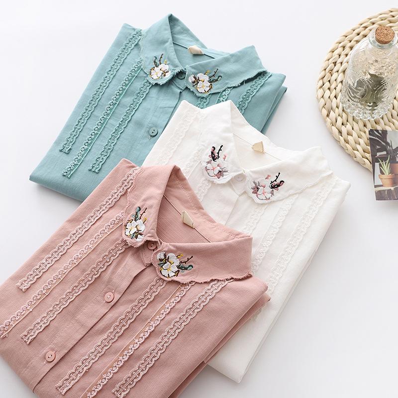 ropa de mujer sweet blouse women tops mori girls autumn winter Japanese style boho pink white blue embroidery shirt, Sky blue
ropa de mujer sweet blouse women tops mori girls autumn winter Japanese style boho pink white blue embroidery shirt, Sky blue