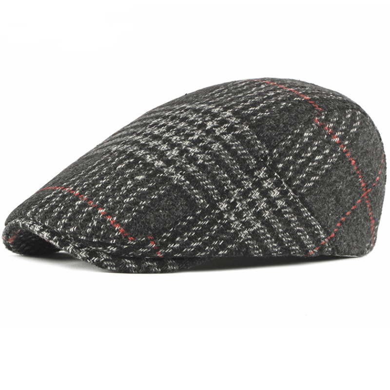HT2701 Beret Cap Autumn Winter Wool Hat Vintage Plaid Men Women Berets Adjustable Retro Ivy Newsboy Flat Cap Artist Painter Hat 201026