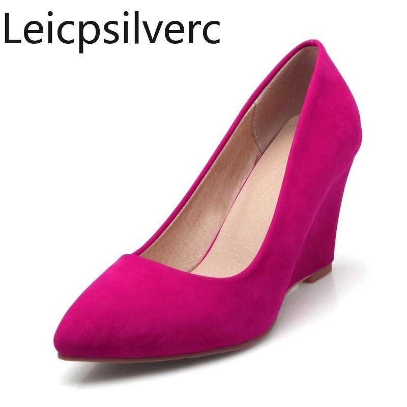 Pumps spring summer New fashion Shallow mouth Pointed Suede Wedge Big size Women's shoes Single shoes plus size 31-43
Pumps spring summer New fashion Shallow mouth Pointed Suede Wedge Big size Women's shoes Single shoes plus size 31-43